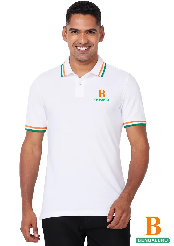 Men's two - tone stripe polo shirts with a preppy styleBENGALURU