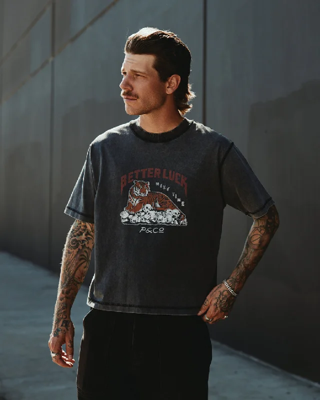 Men's UV - protection t - shirts for outdoor activities in the sunBetter Luck Boxy T-Shirt - Acid Wash Men's UV - protection t - shirts for outdoor activities in the sunBetter Luck Boxy T-Shirt - Acid Wash