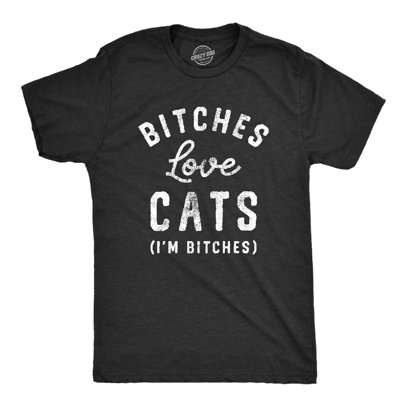 Men's mock - neck t - shirts with a modern and sleek styleBitches Love Cats Men's T Shirt Men's mock - neck t - shirts with a modern and sleek styleBitches Love Cats Men's T Shirt