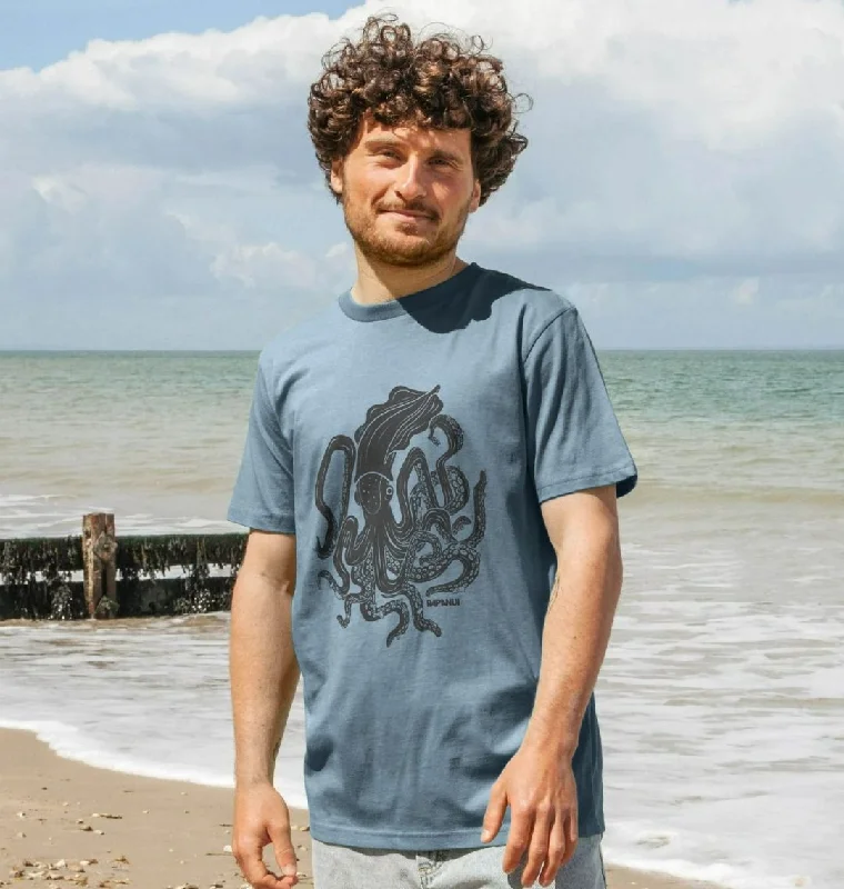 Men's organic cotton crew - neck t - shirts for everyday comfortBlack Squid T-Shirt