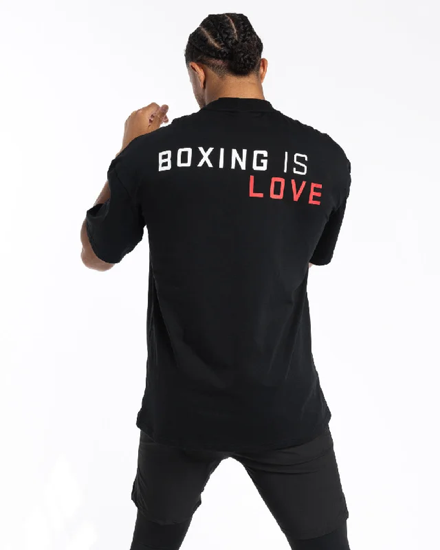 Men's long - sleeve henley t - shirts with button - down placketsBoxing is Love Oversized T-Shirt - Black Men's long - sleeve henley t - shirts with button - down placketsBoxing is Love Oversized T-Shirt - Black