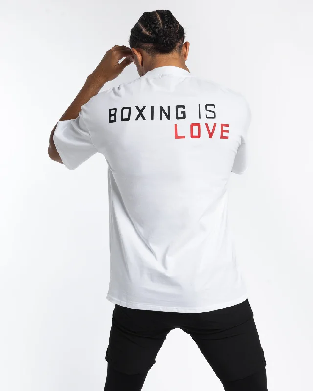 Men's tie - dye t - shirts with a bohemian styleBoxing is Love Oversized T-Shirt - White