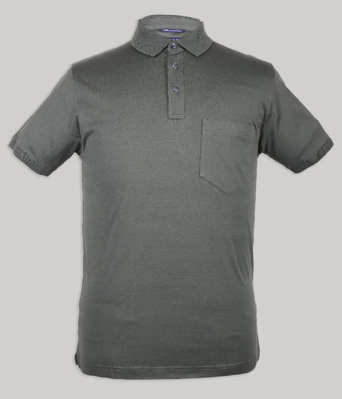 Men's jacquard woven polo shirts with intricate designsBronze Green