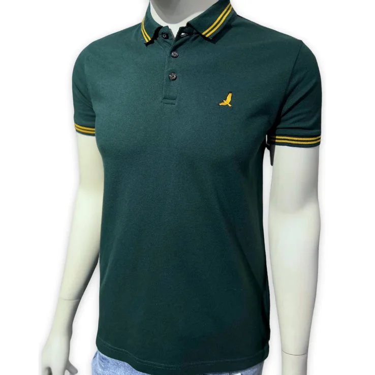 Men's lightweight performance polo shirts for tennis matchesBS - Men 'Green' With Collar Stripe Slim Fit Polo BS76 Men's lightweight performance polo shirts for tennis matchesBS - Men 'Green' With Collar Stripe Slim Fit Polo BS76