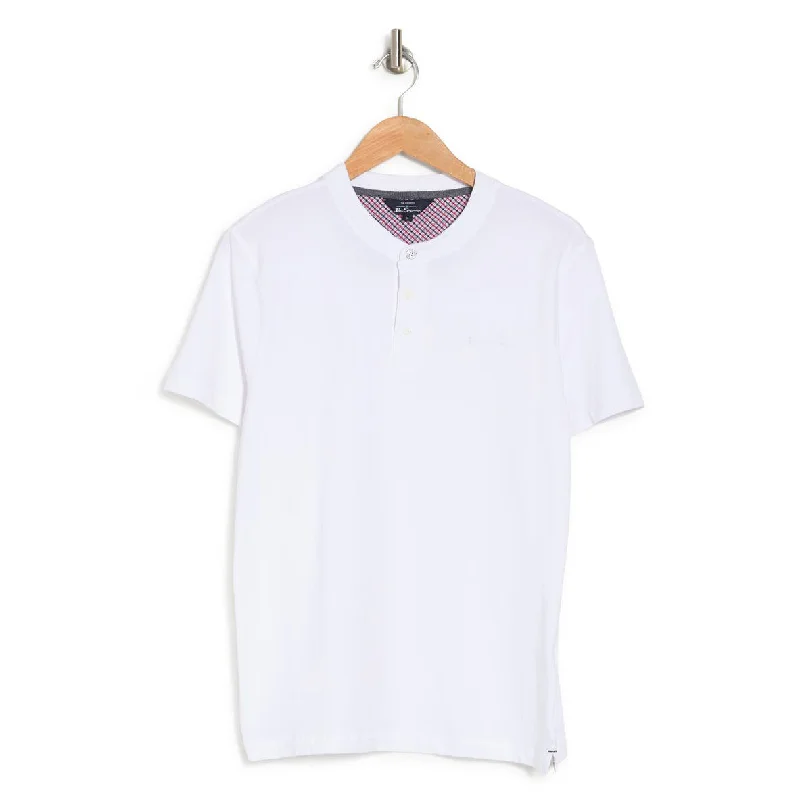 Men's button - down spread collar polo shirts for business casualBS - Men 'White' Short Sleeve Supima Henley T-Shirt BS815 Men's button - down spread collar polo shirts for business casualBS - Men 'White' Short Sleeve Supima Henley T-Shirt BS815