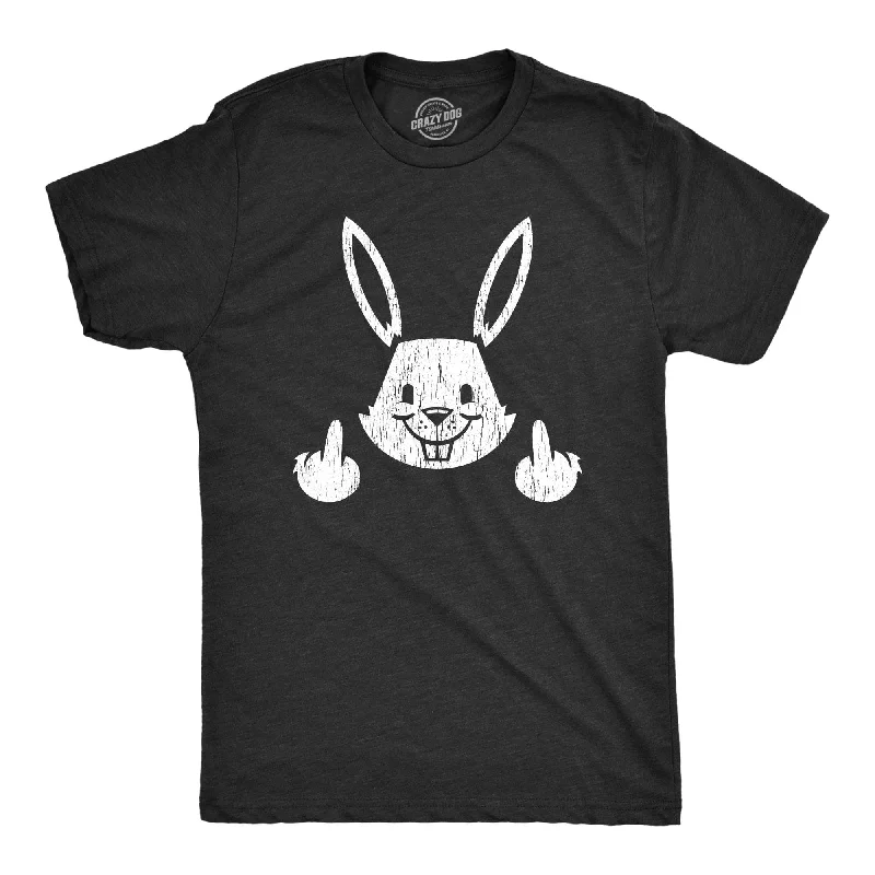 Men's ribbed t - shirts with a textured finish for added styleBunny Flipping The Bird Men's T Shirt Men's ribbed t - shirts with a textured finish for added styleBunny Flipping The Bird Men's T Shirt