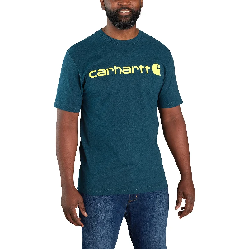 Men's UV - protection t - shirts for outdoor activities in the sunCarhartt Men's Signature Logo Short Sleeve T-Shirt_Night Blue Heather Men's UV - protection t - shirts for outdoor activities in the sunCarhartt Men's Signature Logo Short Sleeve T-Shirt_Night Blue Heather