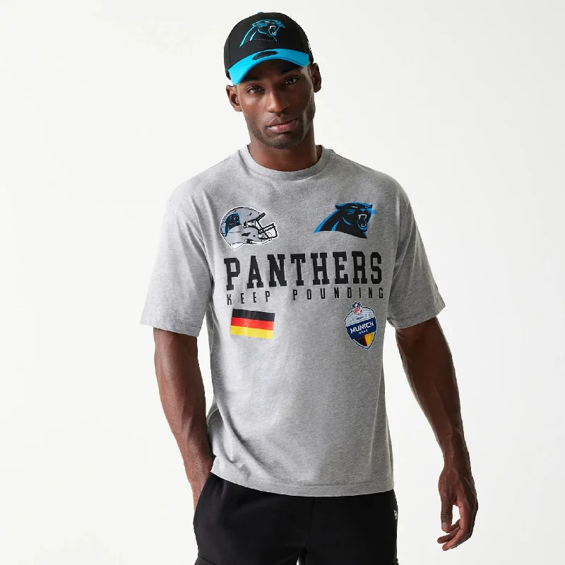 Men's mock - neck t - shirts with a modern and sleek styleCarolina Panthers NFL Games Collegiate Grey Oversized T-Shirt Men's mock - neck t - shirts with a modern and sleek styleCarolina Panthers NFL Games Collegiate Grey Oversized T-Shirt