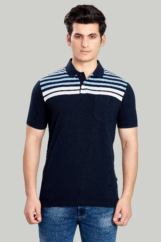 Men's breathable cotton blend polo shirts for summer outingsChest Stripe Pique Polo Men's breathable cotton blend polo shirts for summer outingsChest Stripe Pique Polo