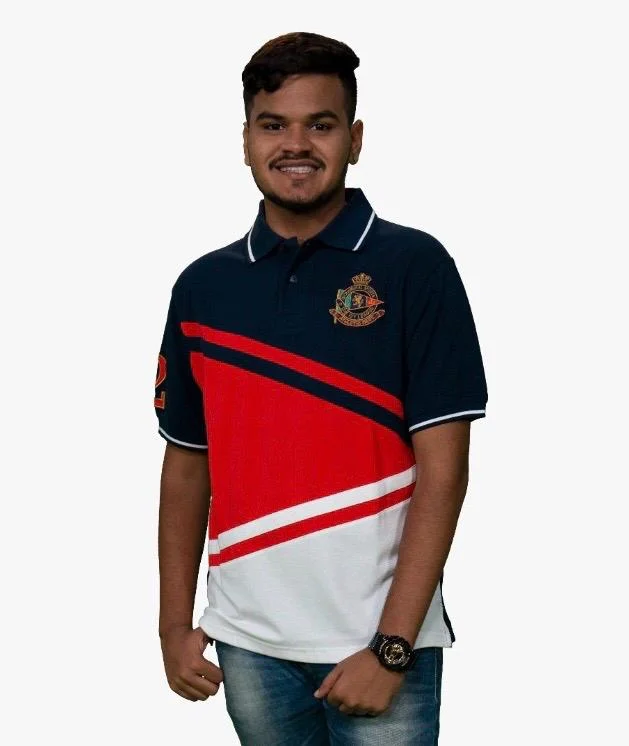 Men's long sleeve classic fit polo shirts with embroidered logosColour Block Polo