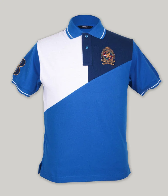 Men's button - down spread collar polo shirts for business casualColour Block Polo