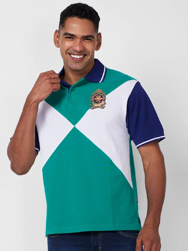 Men's ribbed cuffs and hem polo shirts for a textured lookColour Block Polo