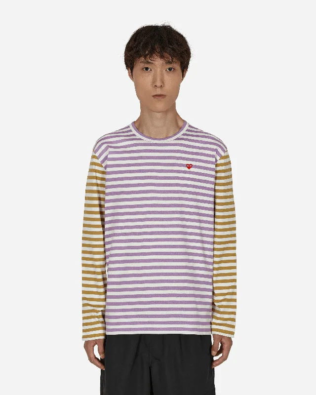 Men's tie - dye t - shirts with a bohemian styleBi-Color Stripe Longsleeve T-Shirt Purple Men's tie - dye t - shirts with a bohemian styleBi-Color Stripe Longsleeve T-Shirt Purple
