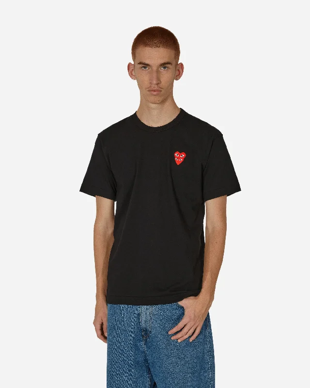 Men's distressed denim - look t - shirts with a rugged appealDouble Heart T-Shirt Black Men's distressed denim - look t - shirts with a rugged appealDouble Heart T-Shirt Black