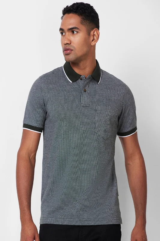 Men's ribbed cuffs and hem polo shirts for a textured lookJacquard Texture Polo