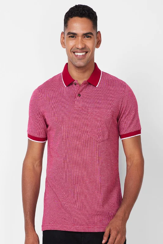 Men's stretchable athletic polo shirts for fitness workoutsJacquard Texture Polo