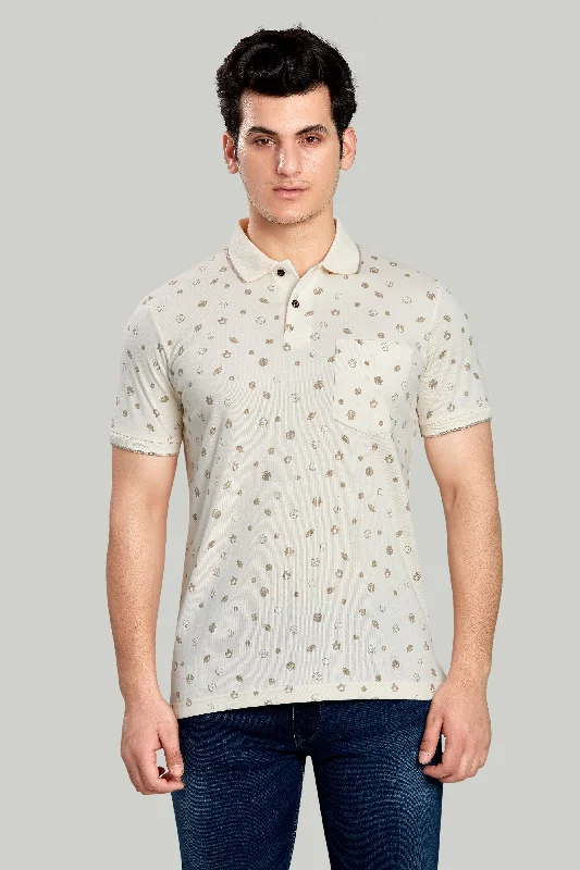 Men's two - tone stripe polo shirts with a preppy styleJersey Ball Print Polo