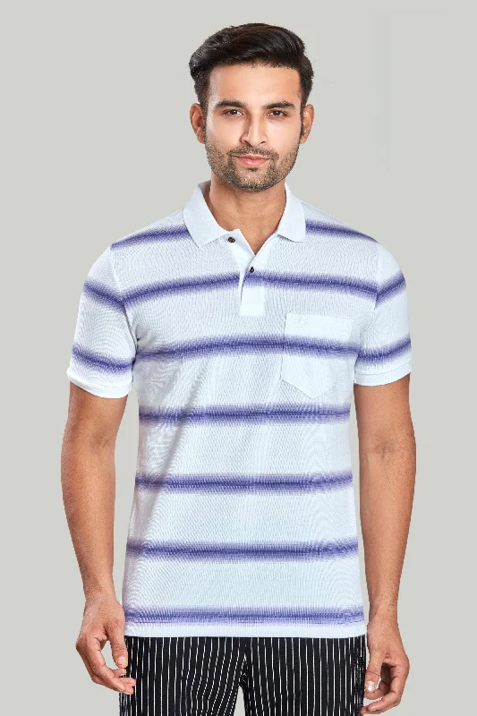 Men's luxury cashmere blend polo shirts in solid colorsStripe Pique Polo