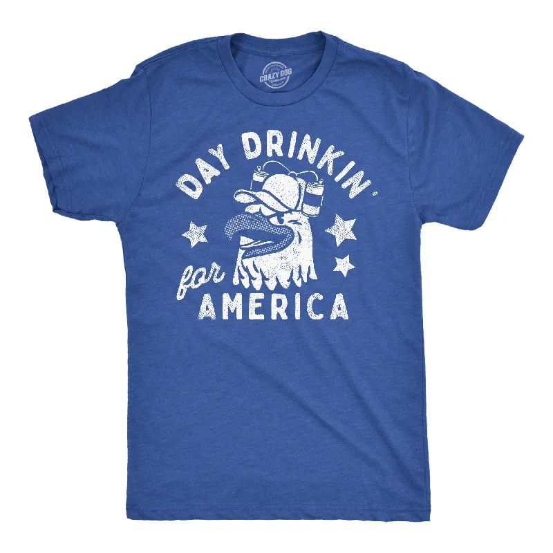 Men's slim - fit graphic t - shirts with vintage rock band printsDay Drinkin For America Men's T Shirt Men's slim - fit graphic t - shirts with vintage rock band printsDay Drinkin For America Men's T Shirt