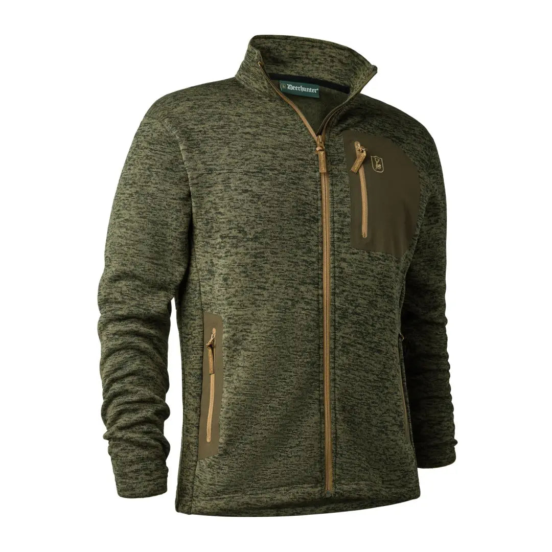 Men jackets with a zip - off sleeves to convert to a vestDenim men jackets with embroidered patches for a personalized touchDeerhunter Sarek Knitted Jacket