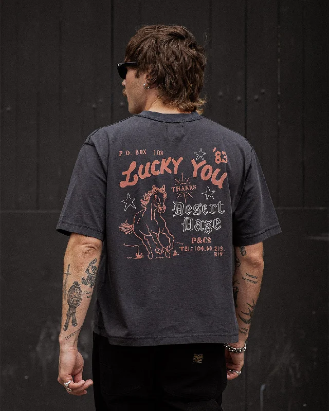 Men's v - neck muscle t - shirts for a body - building aestheticDesert Daze Boxy T-Shirt - Heavy Washed Black Men's v - neck muscle t - shirts for a body - building aestheticDesert Daze Boxy T-Shirt - Heavy Washed Black