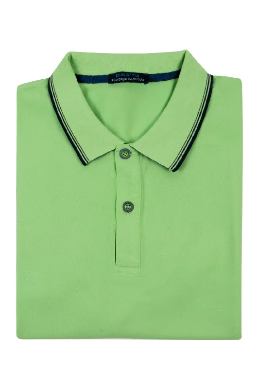 Men's slim fit short sleeve polo shirts with contrast collarsDimattia Lime Knit Polo Men's slim fit short sleeve polo shirts with contrast collarsDimattia Lime Knit Polo