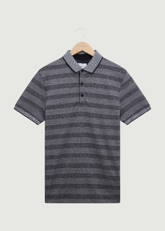 Men's two - tone stripe polo shirts with a preppy styleFitz Polo Shirt - Dark Navy