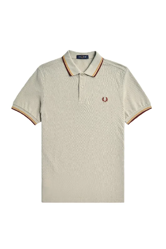 Men's formal - style silk blend polo shirts for special occasionsFred Perry Twin Tipped Polo Shirt Oatmeal/Brn Men's formal - style silk blend polo shirts for special occasionsFred Perry Twin Tipped Polo Shirt Oatmeal/Brn