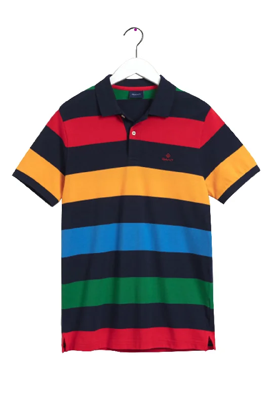 Men's two - tone stripe polo shirts with a preppy styleGant Barstripe Pique Short Sleeve Rugger Multicolour Men's two - tone stripe polo shirts with a preppy styleGant Barstripe Pique Short Sleeve Rugger Multicolour