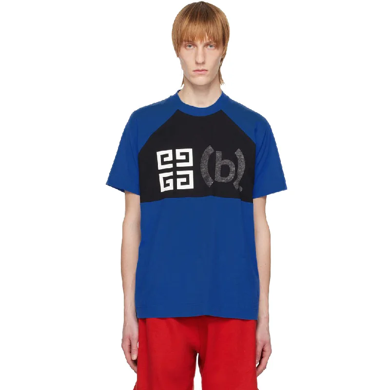 Men's UV - protected polo shirts for outdoor gardeningGI - Men 'Blue & Black' Printed Oversized T-Shirt GI806