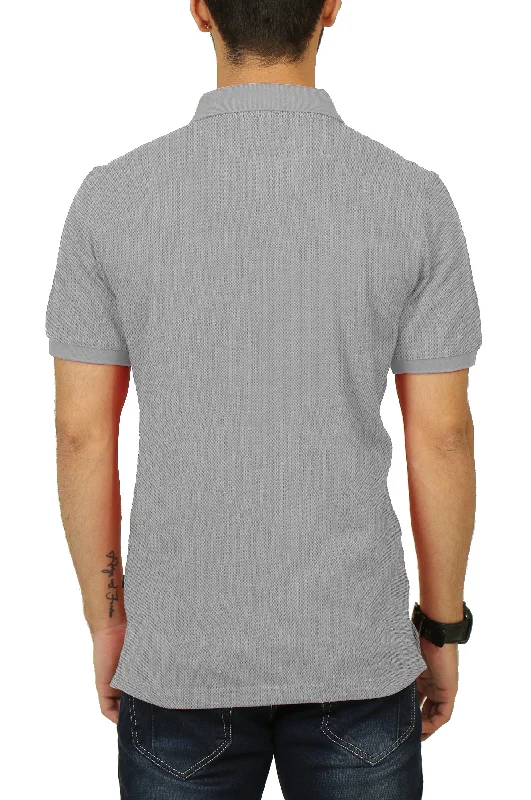 Men's two - tone stripe polo shirts with a preppy styleGREY HTR.