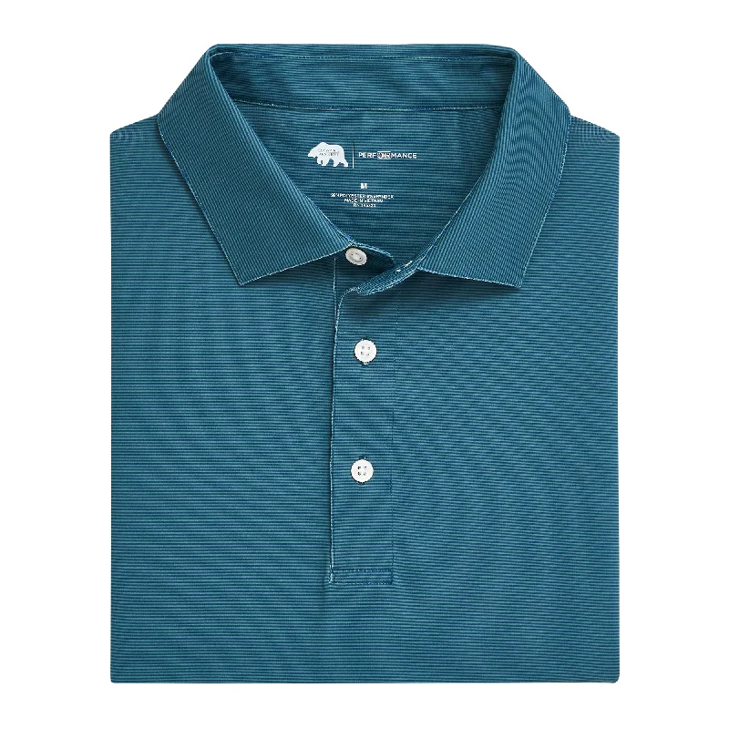 Men's budget - friendly basic polo shirts in multiple colorsHairline Stripe Performance Polo - Titan Men's budget - friendly basic polo shirts in multiple colorsHairline Stripe Performance Polo - Titan