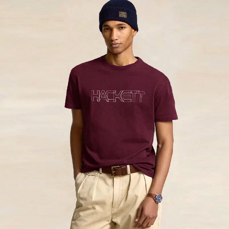 Men's slim fit short sleeve polo shirts with contrast collarsHC - Men 'Burgundy' Hackett Printed Logo T-Shirt HC778 Men's slim fit short sleeve polo shirts with contrast collarsHC - Men 'Burgundy' Hackett Printed Logo T-Shirt HC778