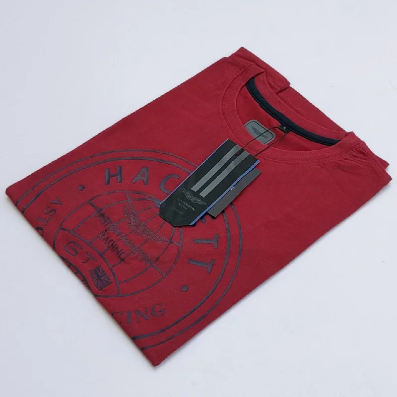 Men's two - tone stripe polo shirts with a preppy styleHK - Men 'Maroon' Printed T-Shirt HK691 Men's two - tone stripe polo shirts with a preppy styleHK - Men 'Maroon' Printed T-Shirt HK691