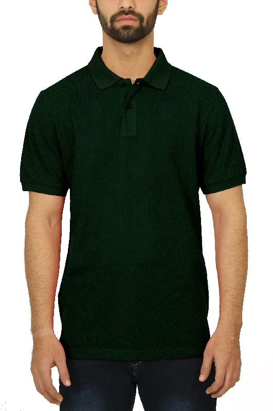 Men's ribbed cuffs and hem polo shirts for a textured lookHUNTER GREEN
