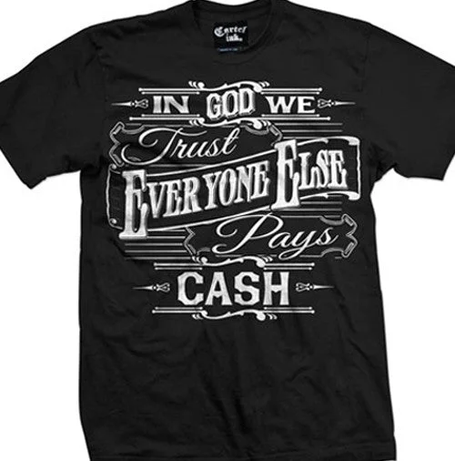 Men's smart - casual checkered t - shirts for semi - formal occasionsIn God We Trust, Everyone Else Pays Cash Men's T-Shirt Men's smart - casual checkered t - shirts for semi - formal occasionsIn God We Trust, Everyone Else Pays Cash Men's T-Shirt