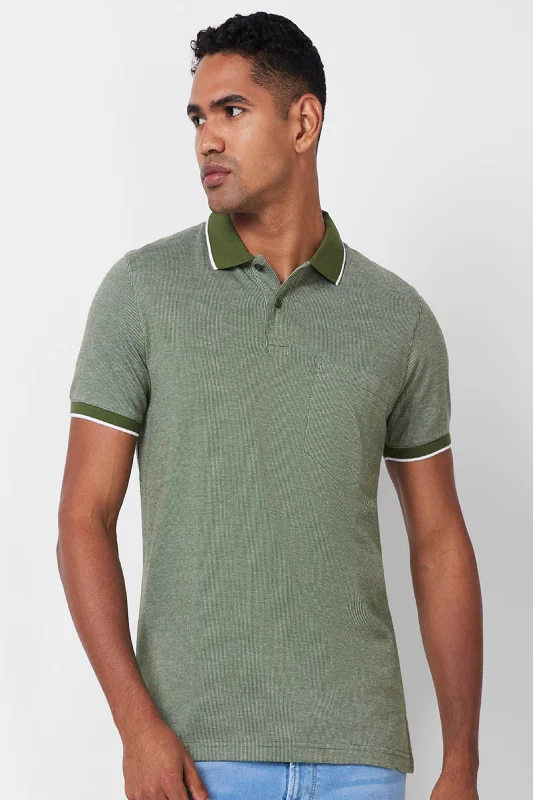 Men's two - tone stripe polo shirts with a preppy styleJacquard Texture Polo