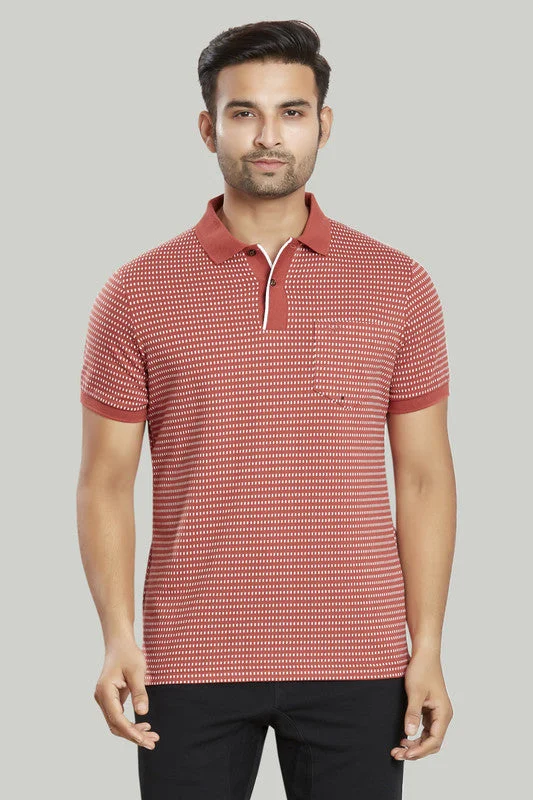 Men's breathable cotton blend polo shirts for summer outingsJacquard Texture Polo