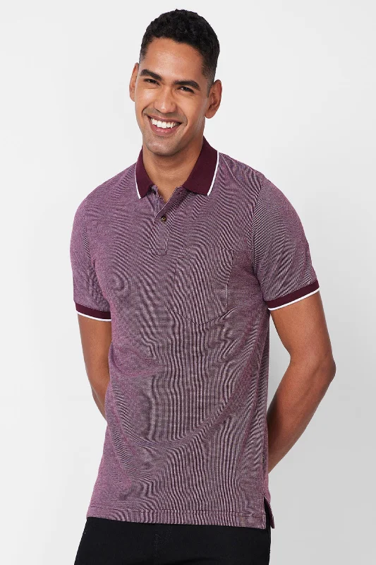 Men's breathable cotton blend polo shirts for summer outingsJacquard Texture Polo