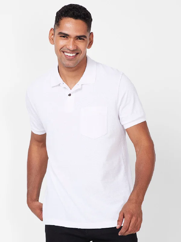 Men's slim fit short sleeve polo shirts with contrast collarsJacquard Texture Polo