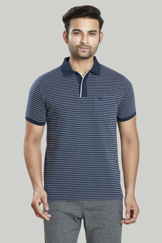 Men's slim fit short sleeve polo shirts with contrast collarsJacquard Texture Polo