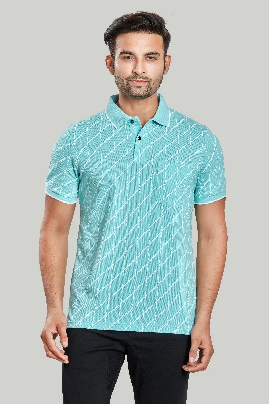 Men's high - collar polo shirts with a modern twistJersey Rhombus Print Polo