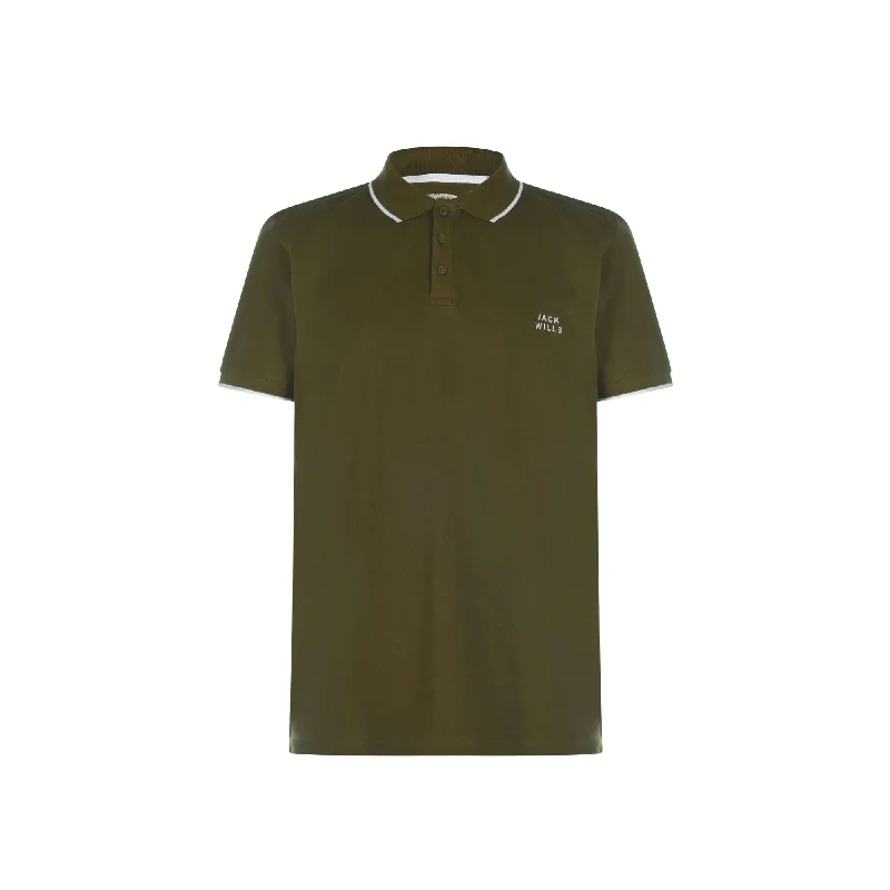 Men's high - collar polo shirts with a modern twistJW - Men 'Olive' Edgeware Contrast Tipped Polo JW270 Men's high - collar polo shirts with a modern twistJW - Men 'Olive' Edgeware Contrast Tipped Polo JW270