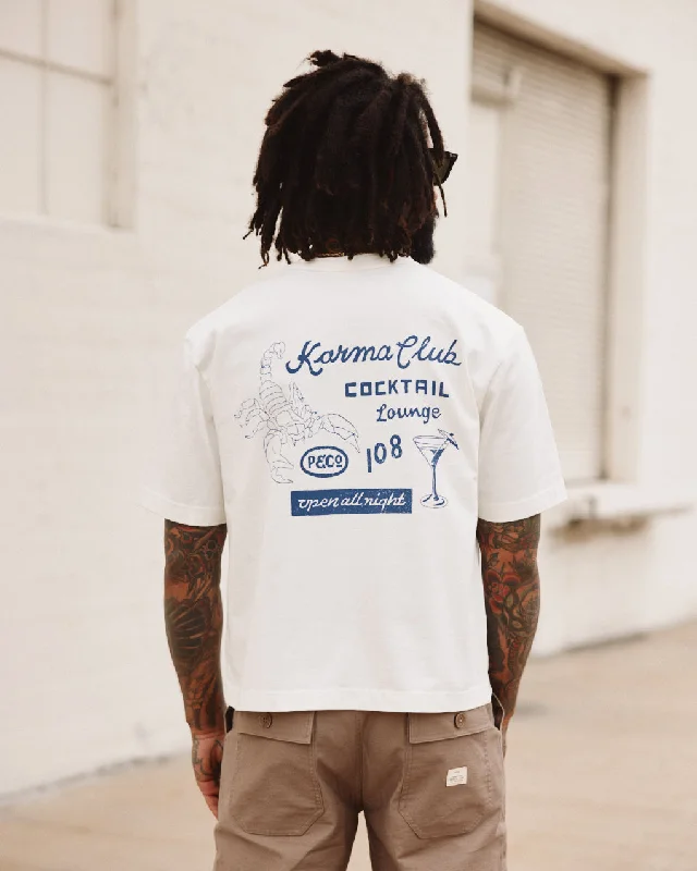 Men's long - sleeve henley t - shirts with button - down placketsKarma Lounge Boxy T-Shirt - Off White Men's long - sleeve henley t - shirts with button - down placketsKarma Lounge Boxy T-Shirt - Off White