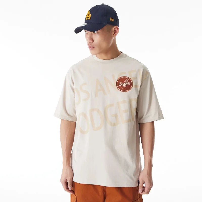 Men's eco - friendly recycled t - shirts for sustainable fashion choicesLA Dodgers MLB Script Graphic Cream Oversized T-Shirt Men's eco - friendly recycled t - shirts for sustainable fashion choicesLA Dodgers MLB Script Graphic Cream Oversized T-Shirt
