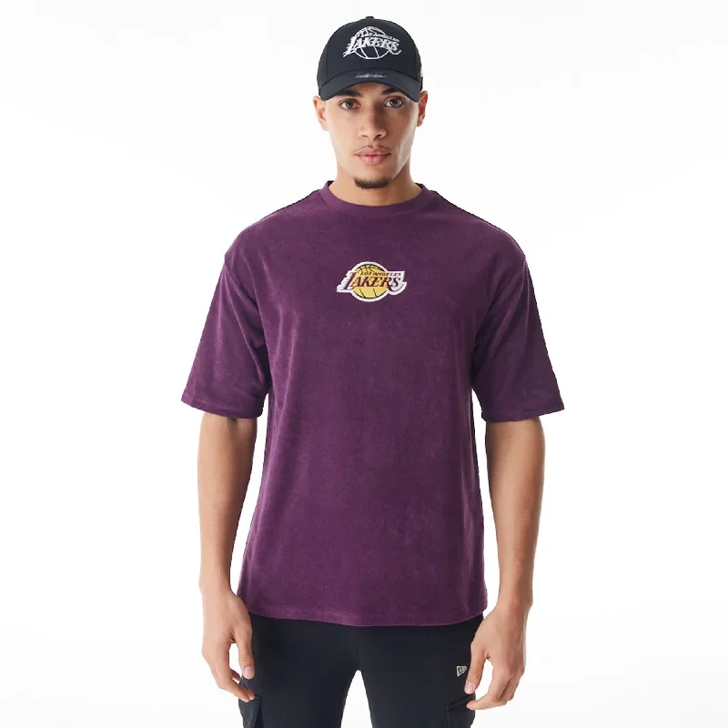 Men's UV - protection t - shirts for outdoor activities in the sunLA Lakers NBA Lifestyle Velour Dark Purple Oversized T-Shirt Men's UV - protection t - shirts for outdoor activities in the sunLA Lakers NBA Lifestyle Velour Dark Purple Oversized T-Shirt