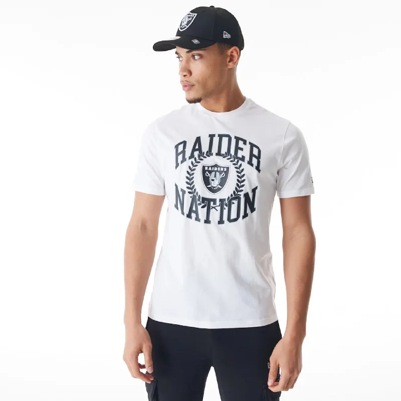 Men's thermal t - shirts with a high - neck design for cold weatherLas Vegas Raiders NFL Laurel Graphic White T-Shirt Men's thermal t - shirts with a high - neck design for cold weatherLas Vegas Raiders NFL Laurel Graphic White T-Shirt