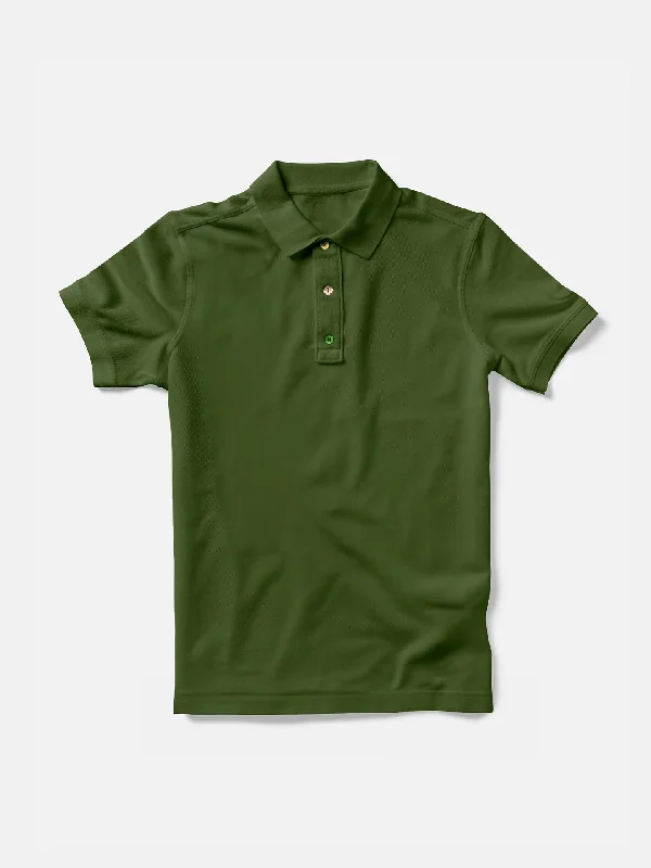 Men's button - down spread collar polo shirts for business casualGrande Boucle - Polo Shirt - Khaki Men's button - down spread collar polo shirts for business casualGrande Boucle - Polo Shirt - Khaki