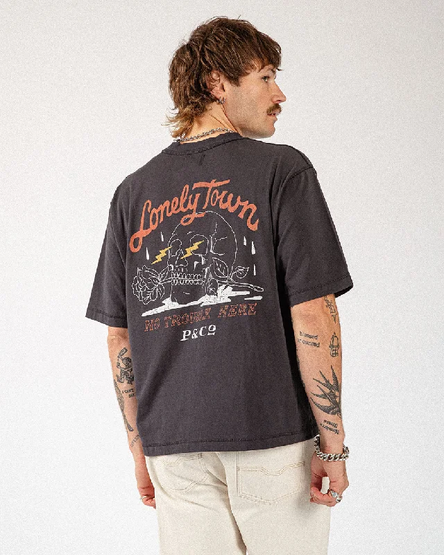 Men's lightweight performance t - shirts for running marathonsLonely Town Boxy T-Shirt - Heavy Washed Black Men's lightweight performance t - shirts for running marathonsLonely Town Boxy T-Shirt - Heavy Washed Black