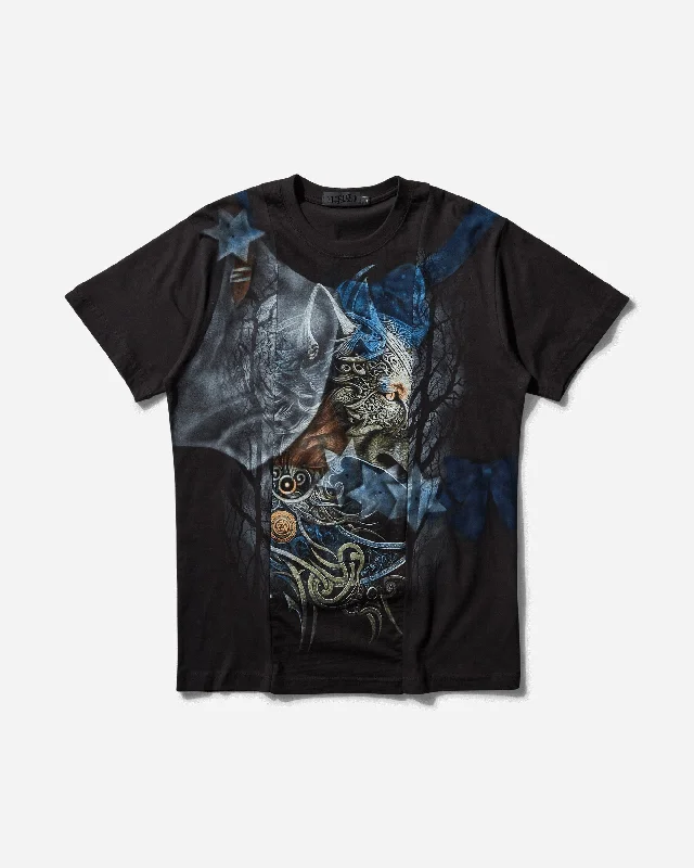 Men's button - front t - shirts with a unique artistic printMen's Mia Phantasy T-Shirt Black / Blue Men's button - front t - shirts with a unique artistic printMen's Mia Phantasy T-Shirt Black / Blue